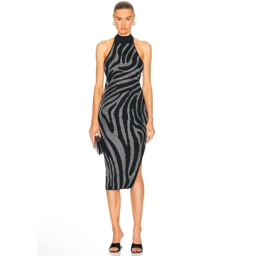 NWT Retrofete Kaisley Knit Dress Zebra Rhinestone Knit Midi Dress XXL Revolve
